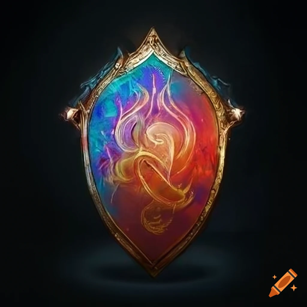 Logo of a phoenix on a shield with spell aura