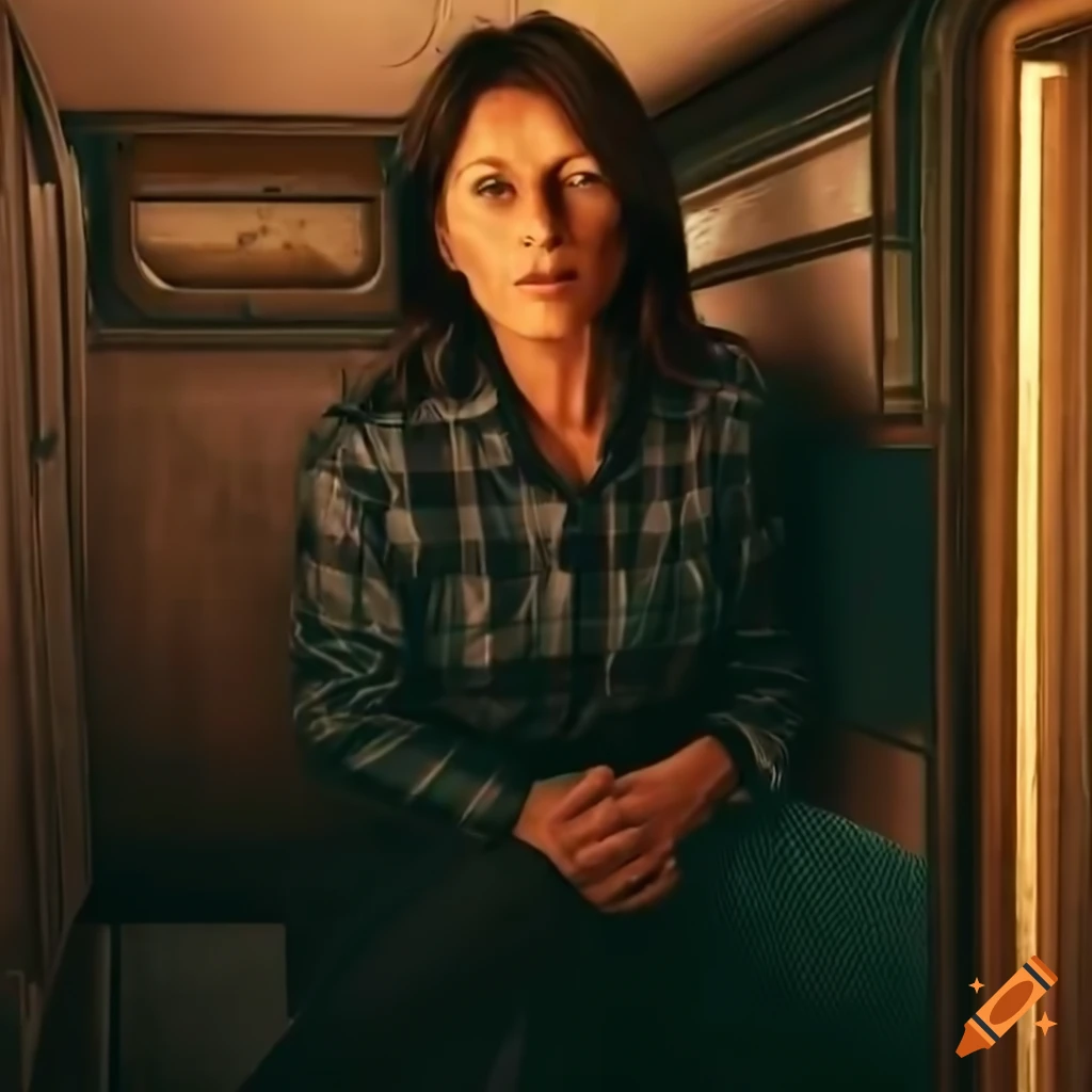 photorealistic depiction of a person in a caravan trailer