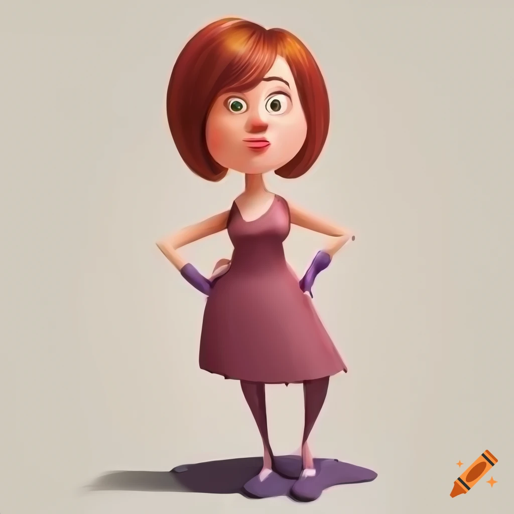 Cartoon character of a middle-aged woman with short hair on Craiyon