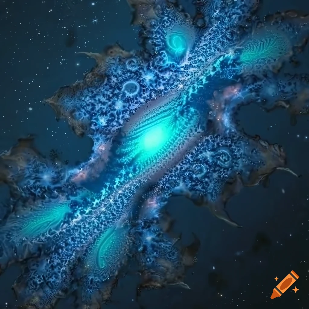 fractal art inspired by the galaxy and sea
