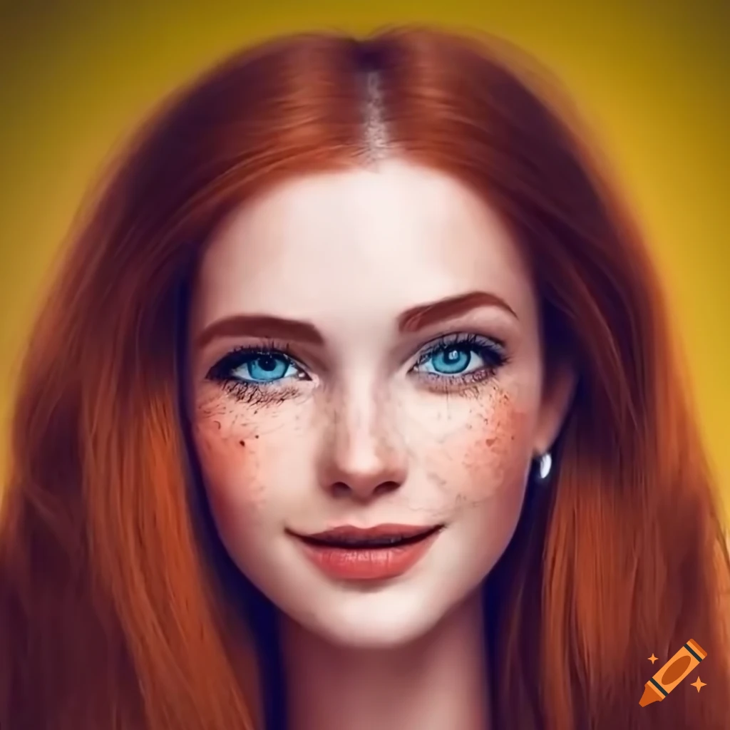 Close Up Portrait Of A Beautiful Woman With Freckles And Auburn Hair On Craiyon 