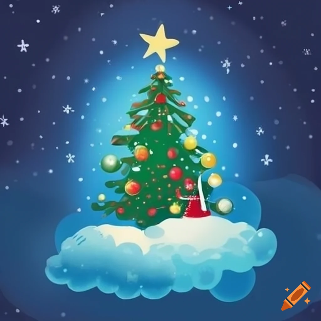 Christmas card with a weather-themed Christmas tree