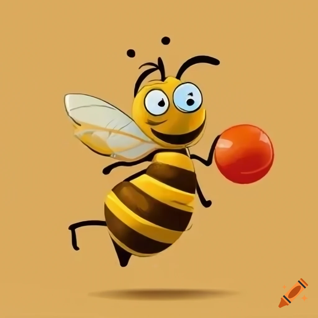 cartoon honey bee casting fireball