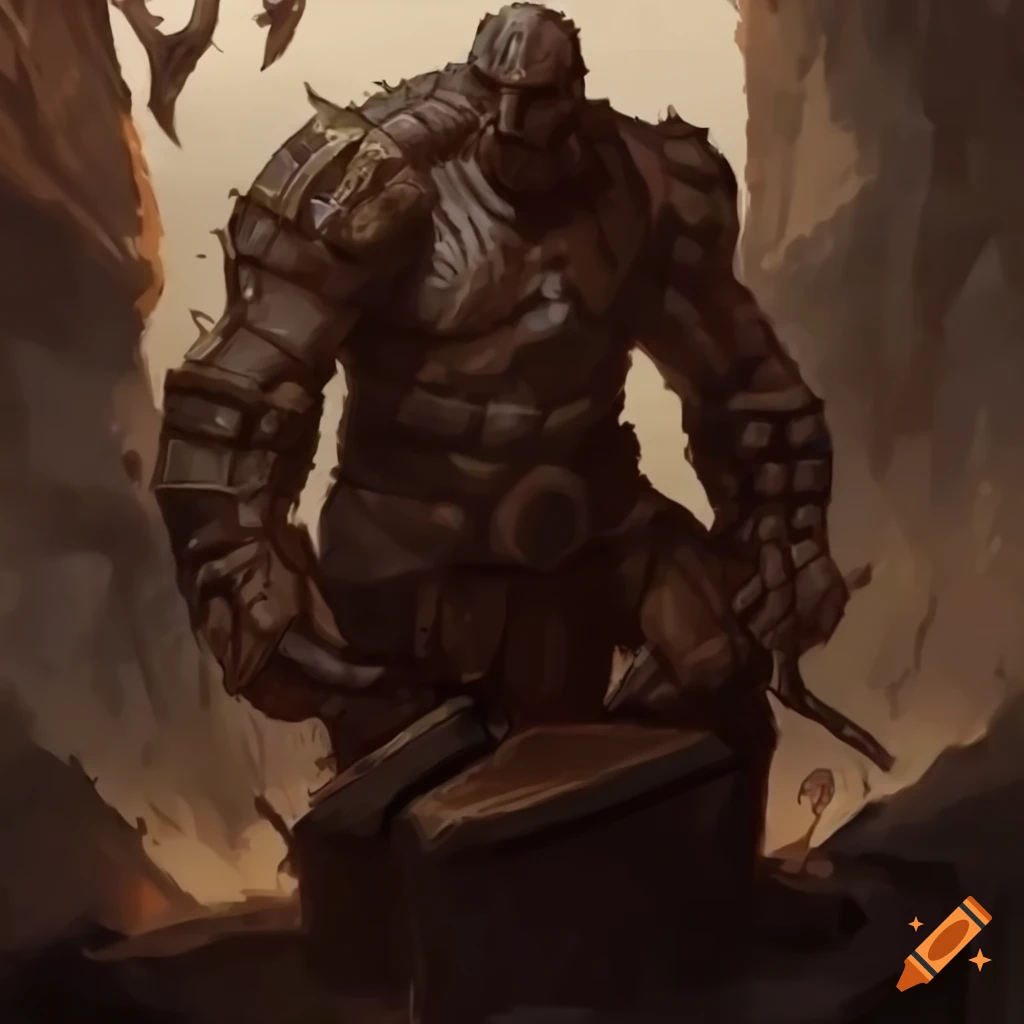 golem smith crafting weapons at an anvil