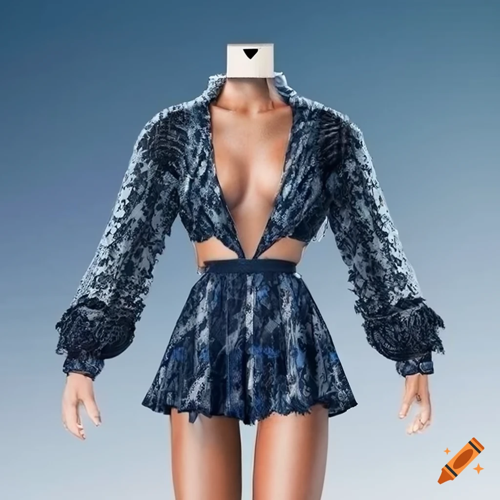 3D render of Revolve SS24 playsuit with houndstooth design