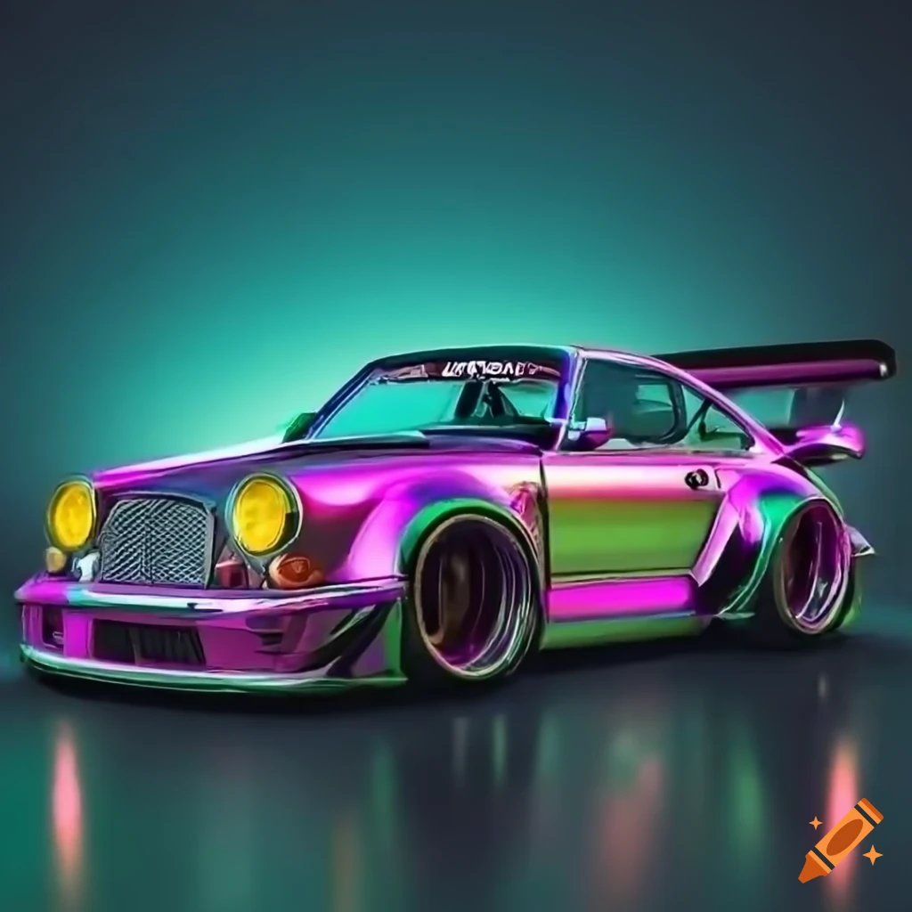 Render of a modified vintage gtr bentley drifting on Craiyon