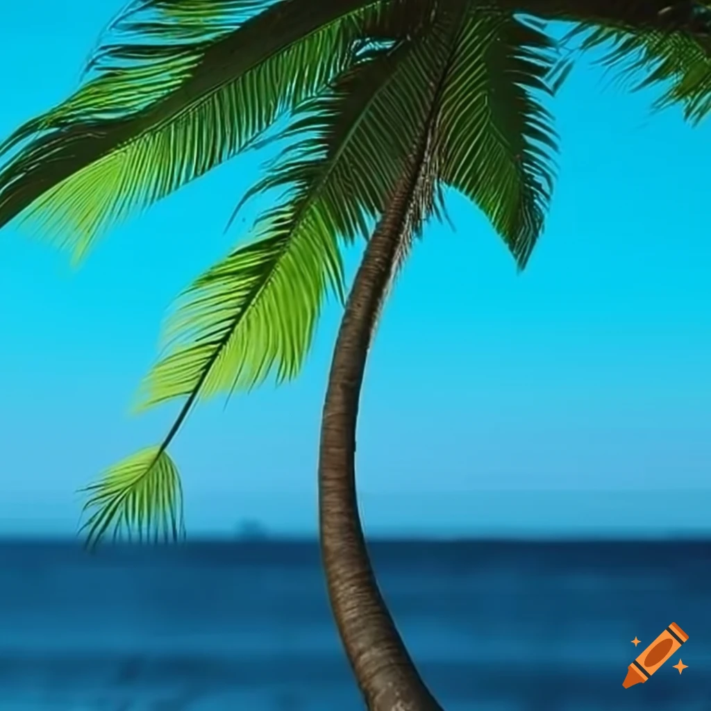 image of a curved palm tree