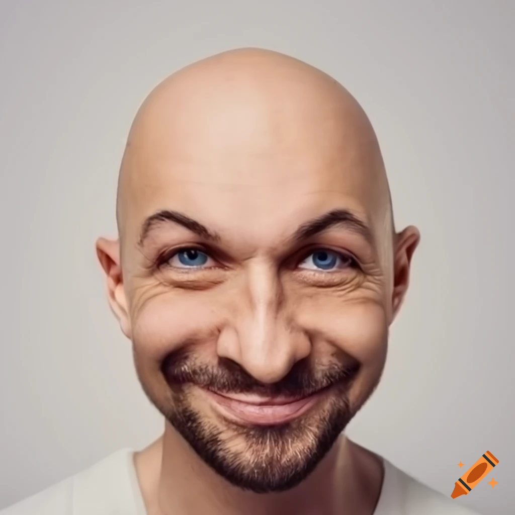 portrait of a bald man with a big smile