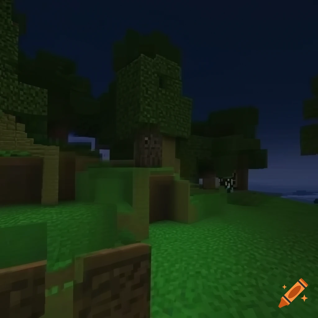 Screenshot of a minecraft oasis on Craiyon