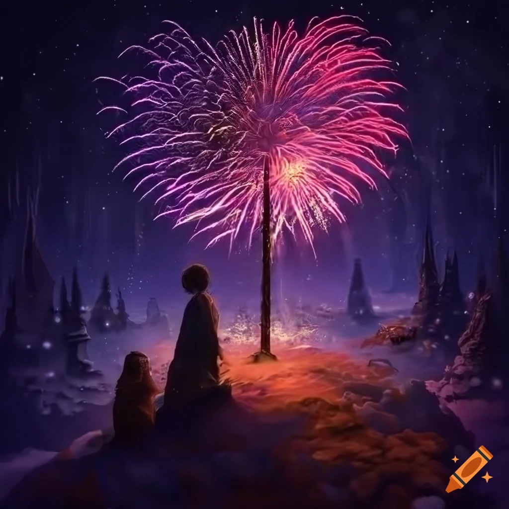vibrant-and-magical-scene-of-elves-creating-fireworks