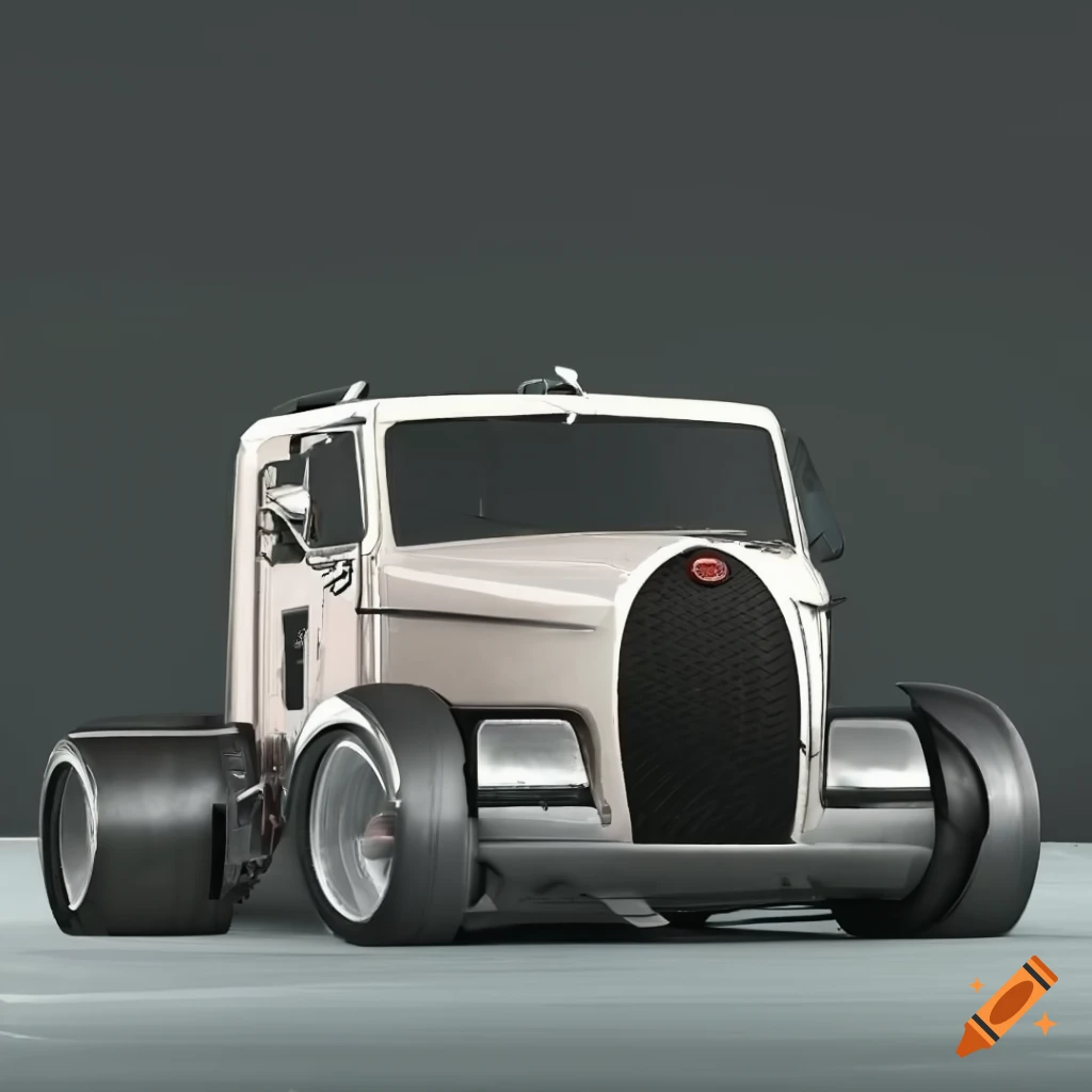 vintage Bugatti truck with wide racing wheels and liberty walk bodykit