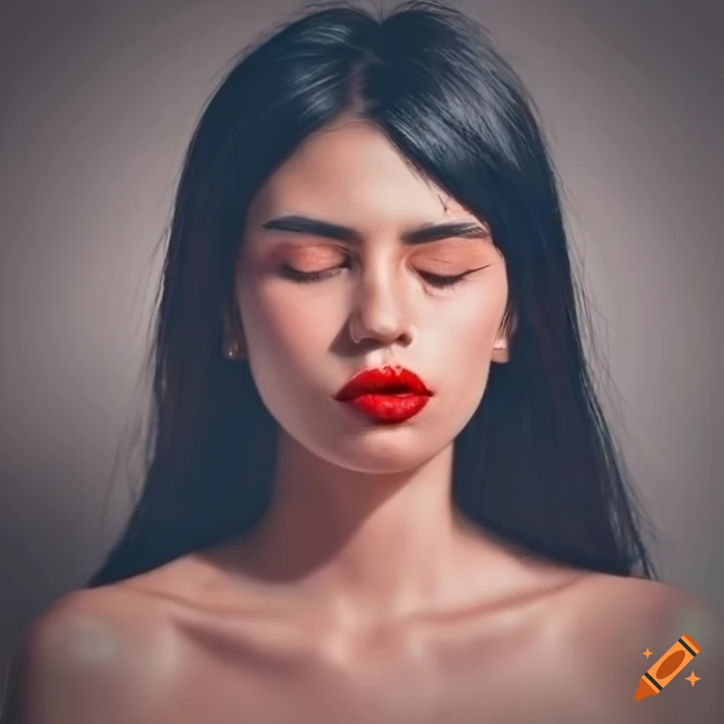 portrait of a young Mexican woman with closed eyes