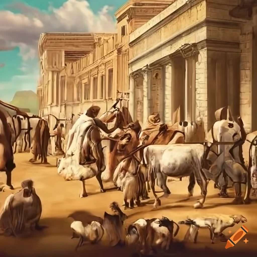 market scene in the Roman Empire