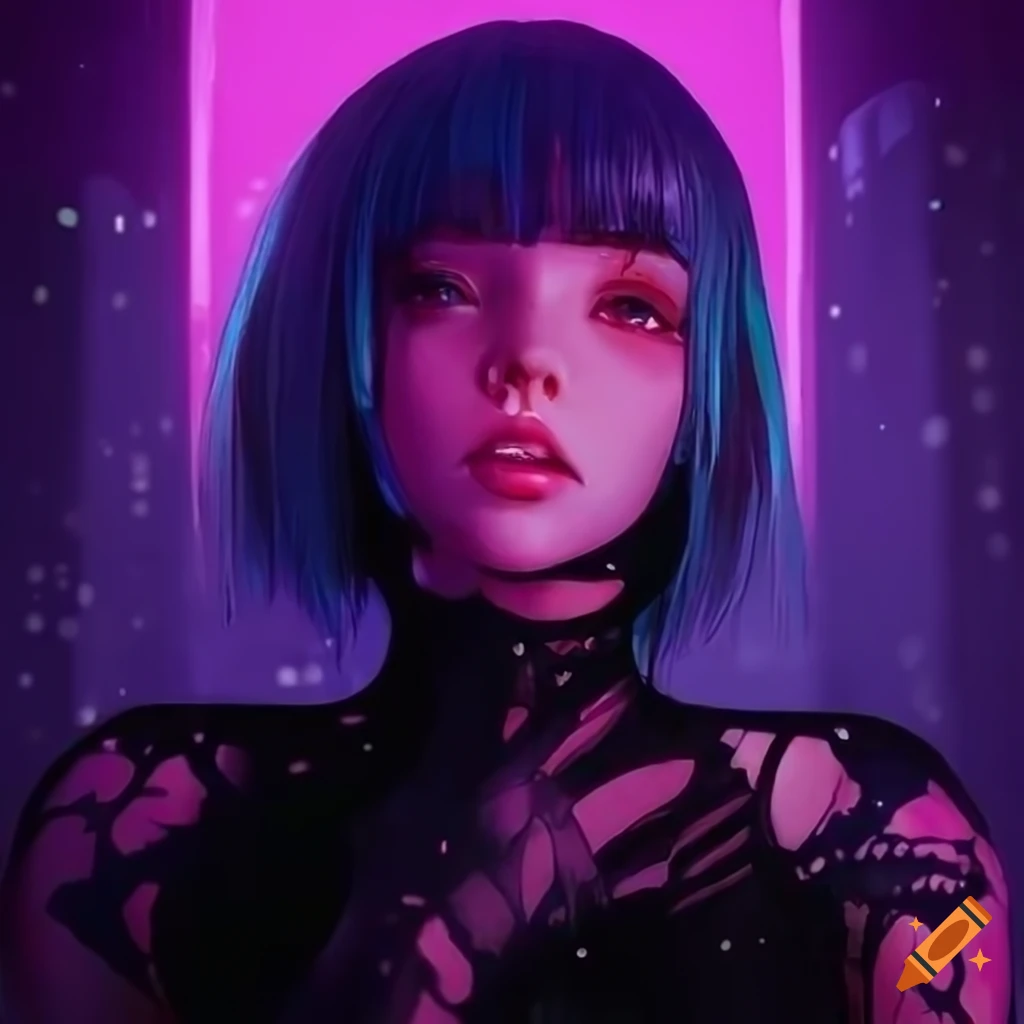 Animated Futuristic Cyberpunk Girl With A Vibrant And Edgy Vibe She