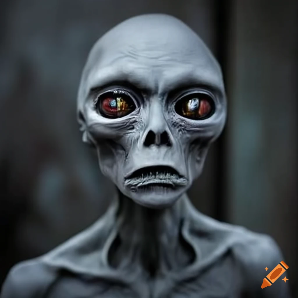 image of a grey man alien in a dark world