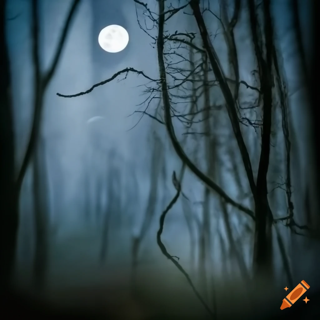 moonlit forest with an owl