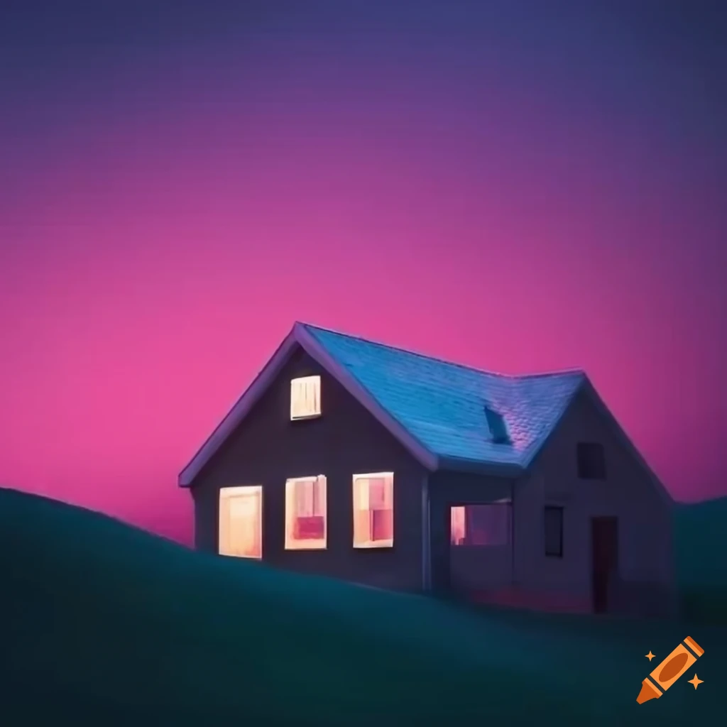 cozy cottage with glowing windows at dusk