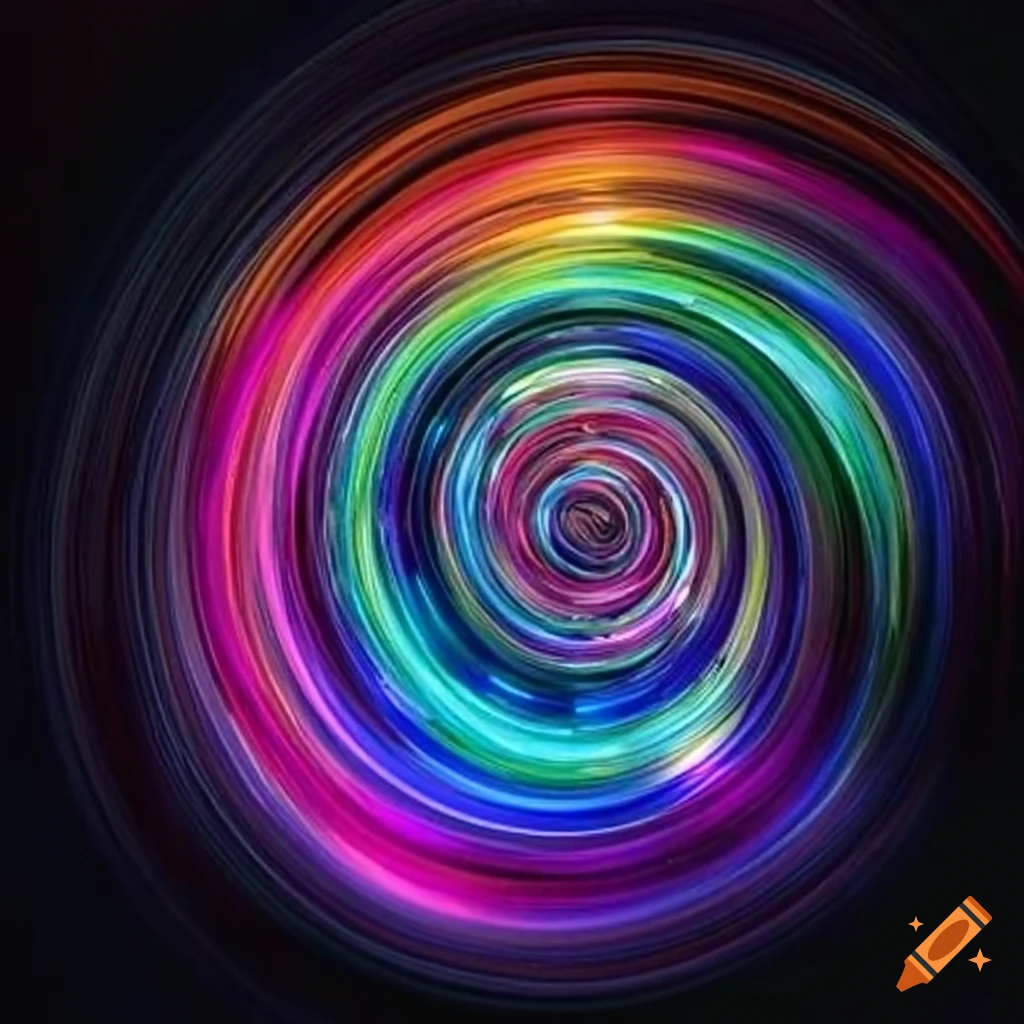 Abstract art of rainbow circuits and vibrant crystals