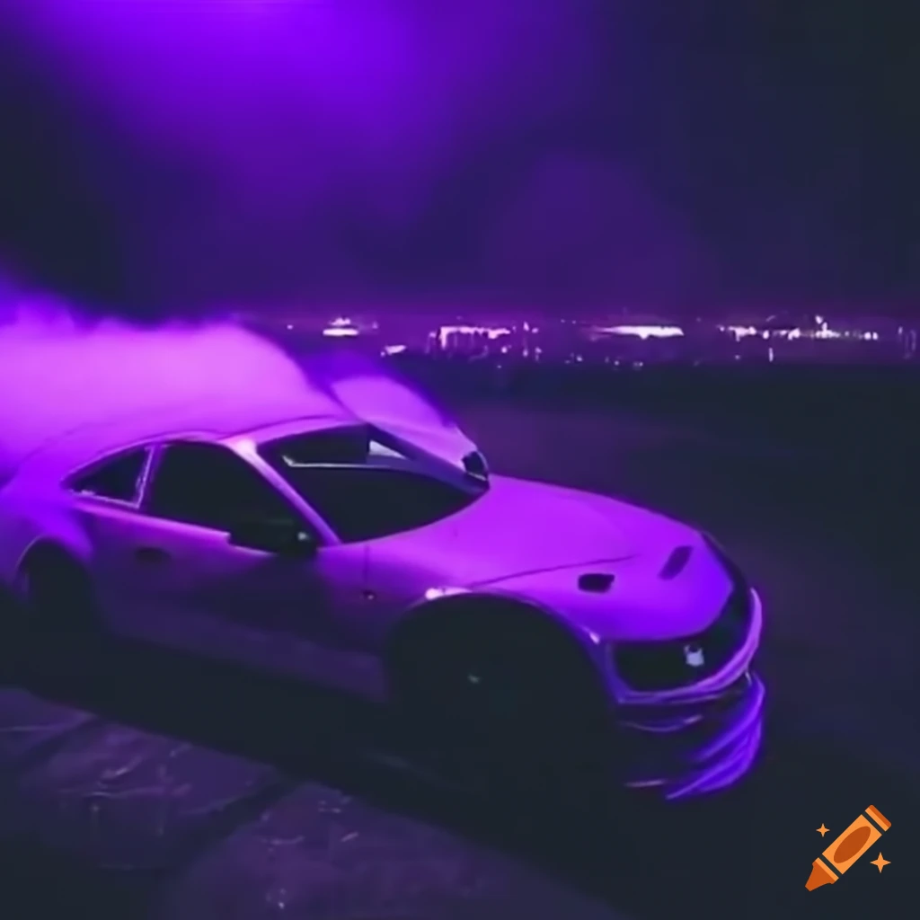 Real photo of a purple drifting car