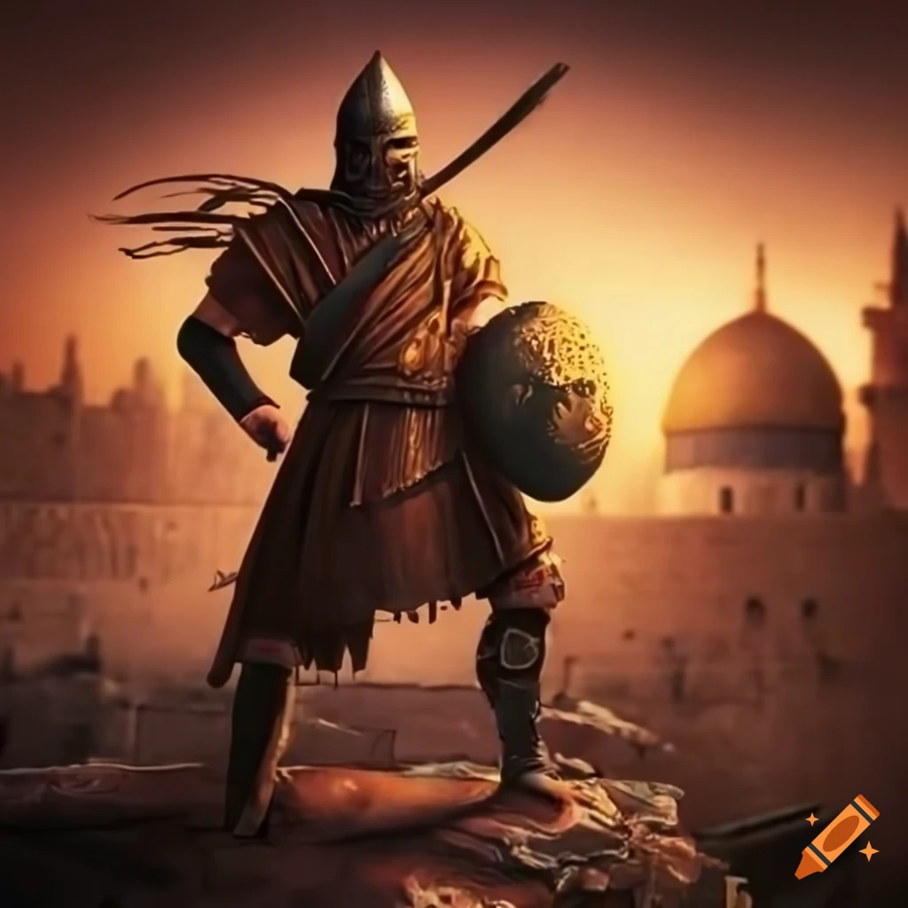 warrior standing in front of Jerusalem