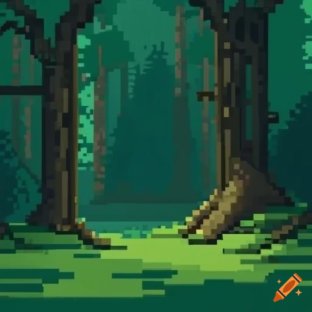 fondo de pixel art de un bosque medieval