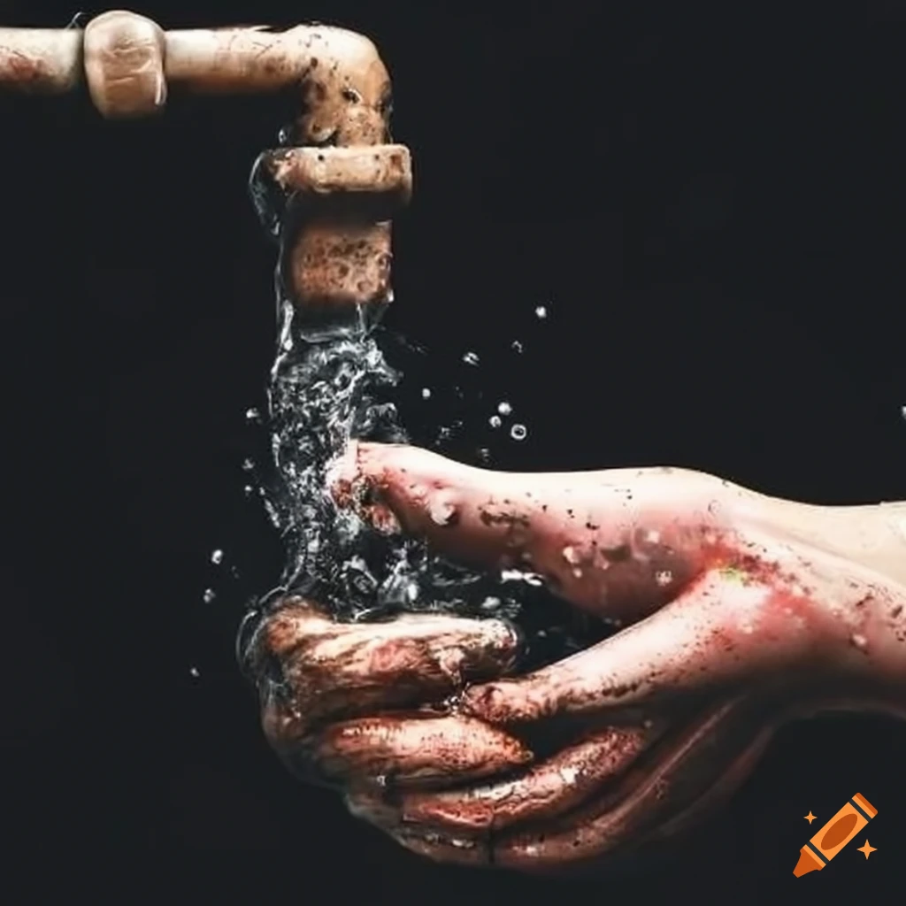 a pipe with dirty hands in a dry environment