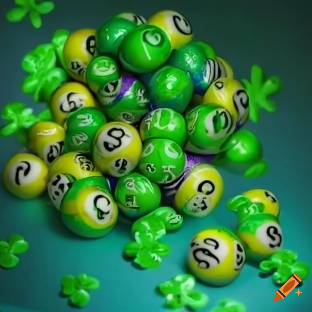 Colorful lottery balls with shamrocks