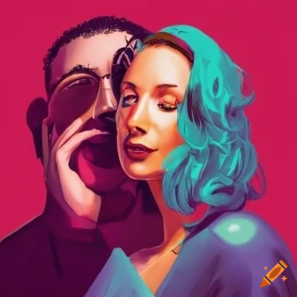 podcast cover art with man and woman talking