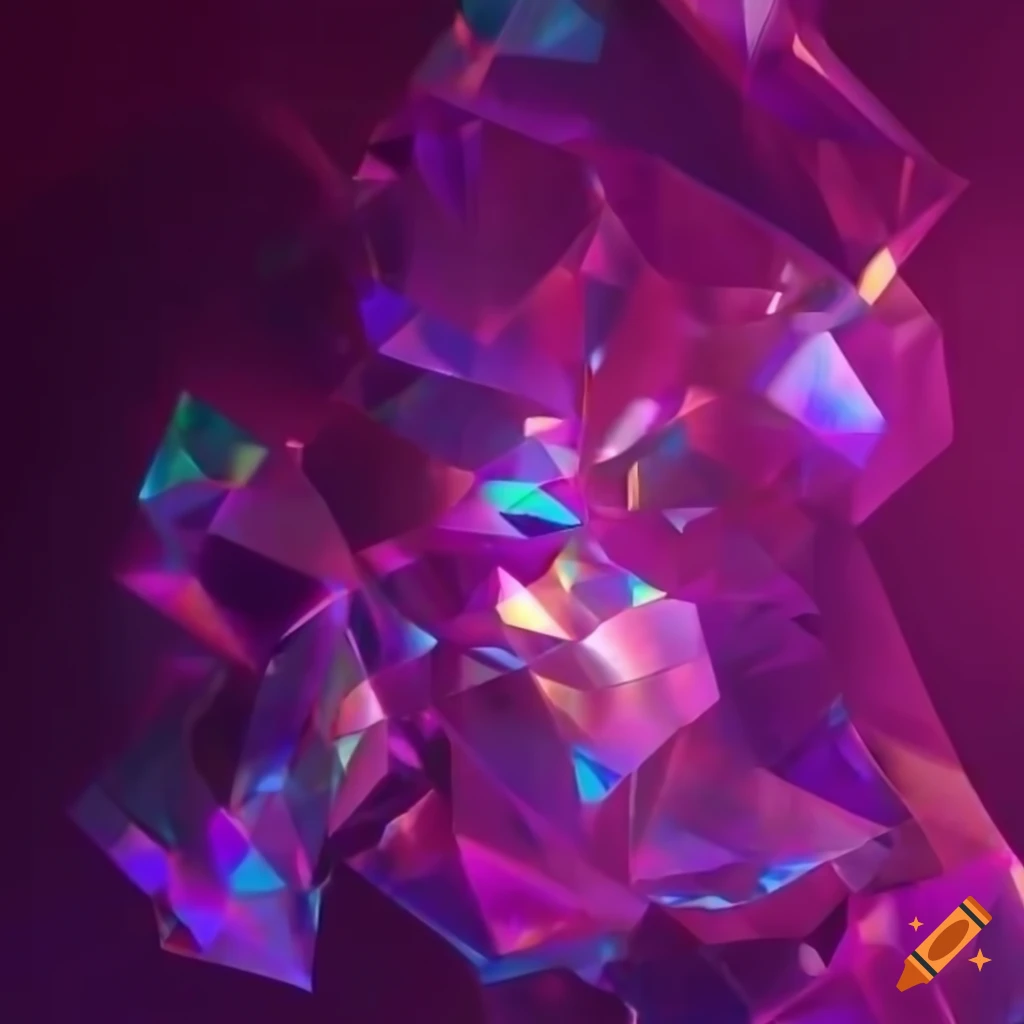 3D holographic abstract shapes on a pink background