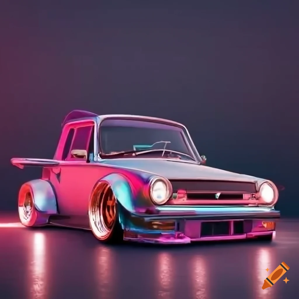 hyper-realistic rendering of a modified vintage VW truck