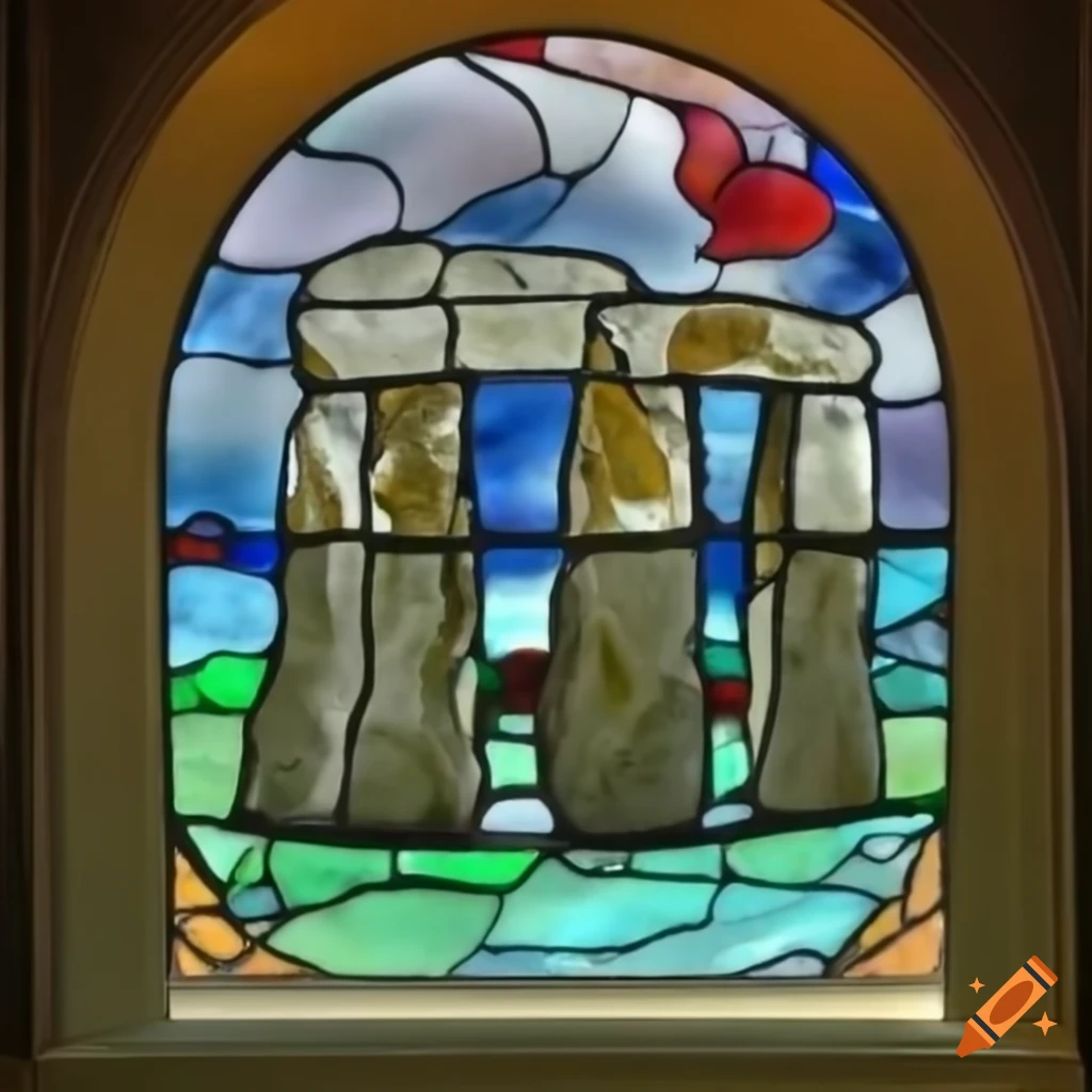 stained glass depiction of Stonehenge