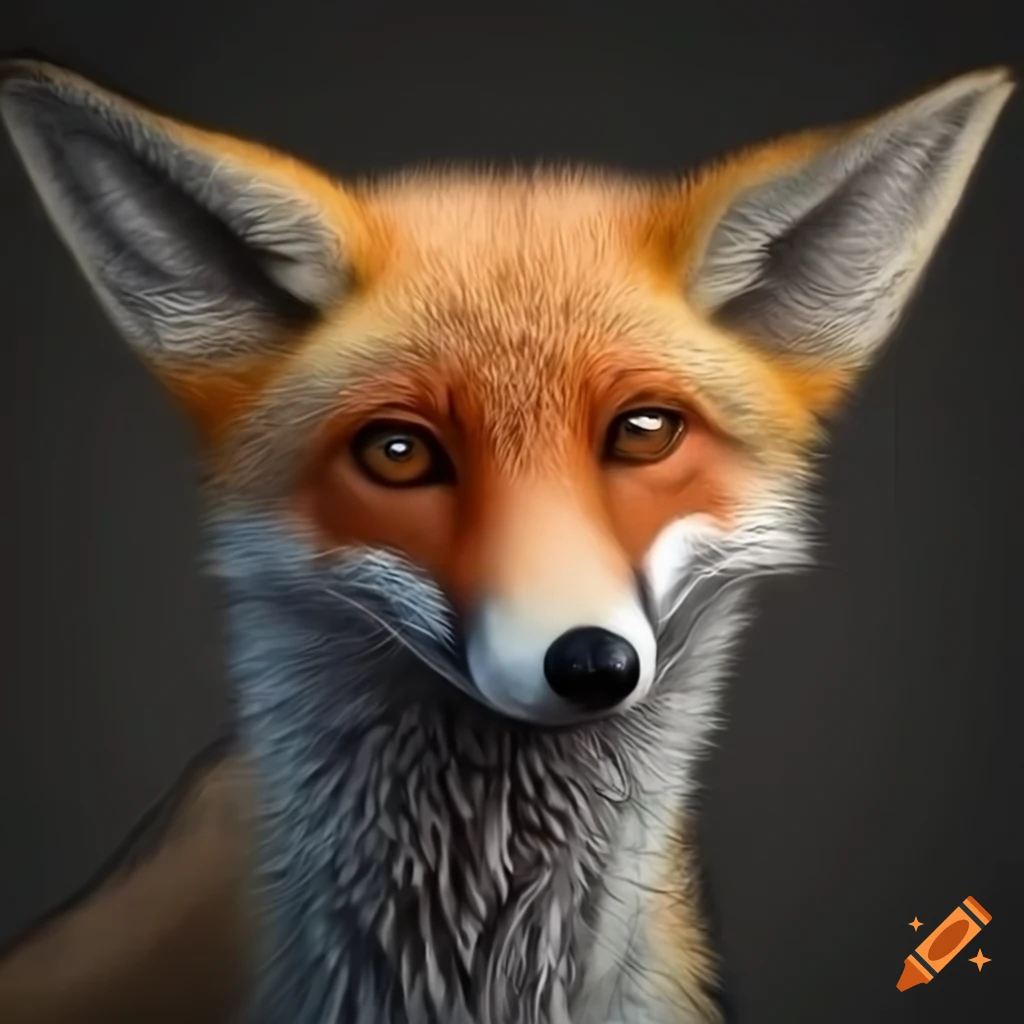 photorealistic close-up of a fox's nose