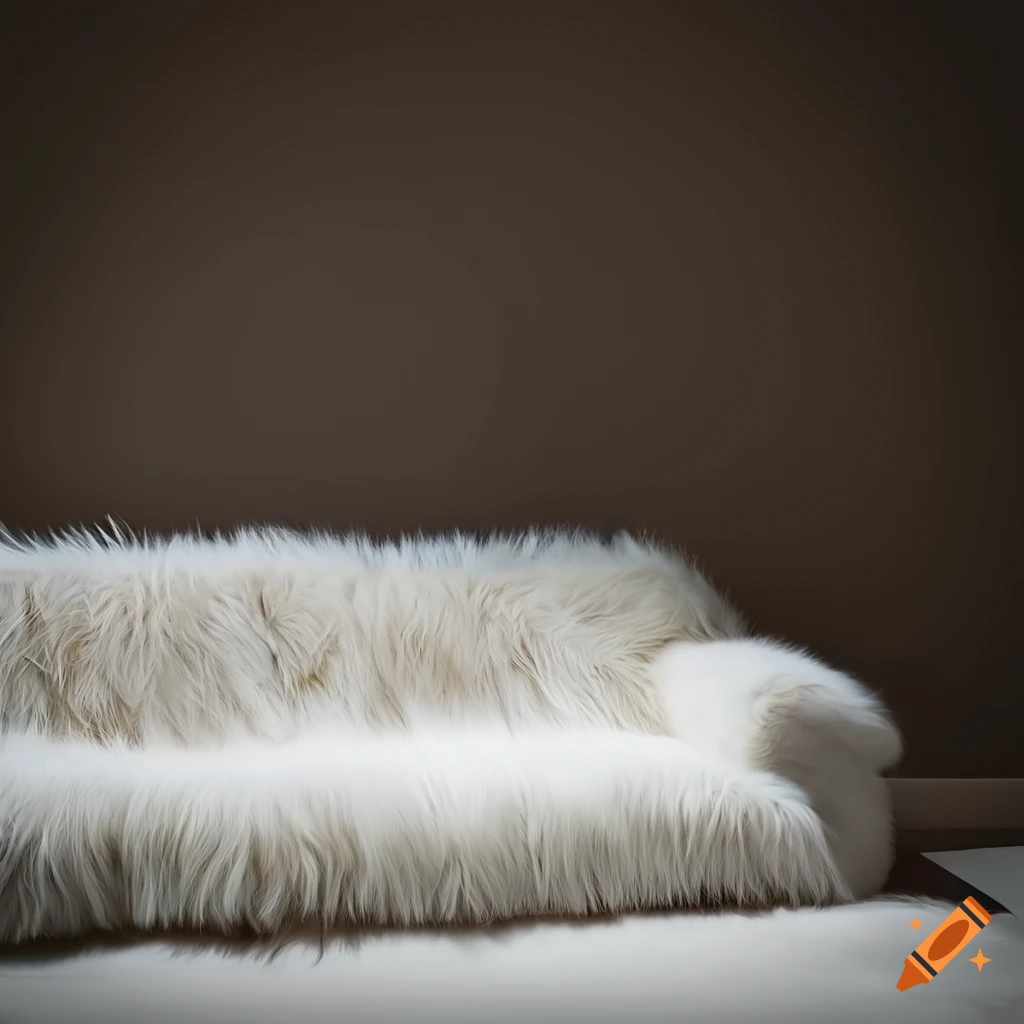 White fur couch on warm background