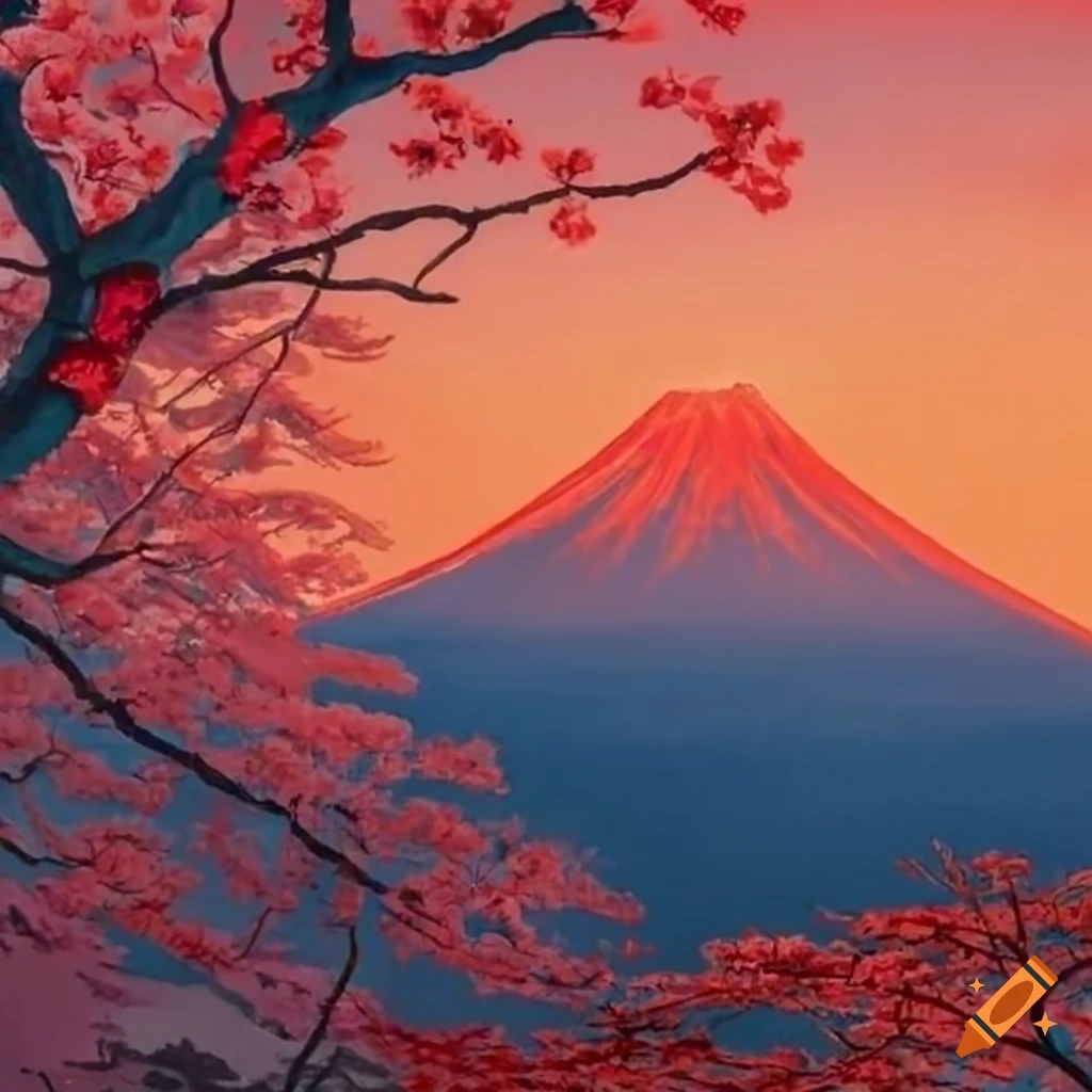 Mount Fuji With Cherrytrees In Flowers On Craiyon