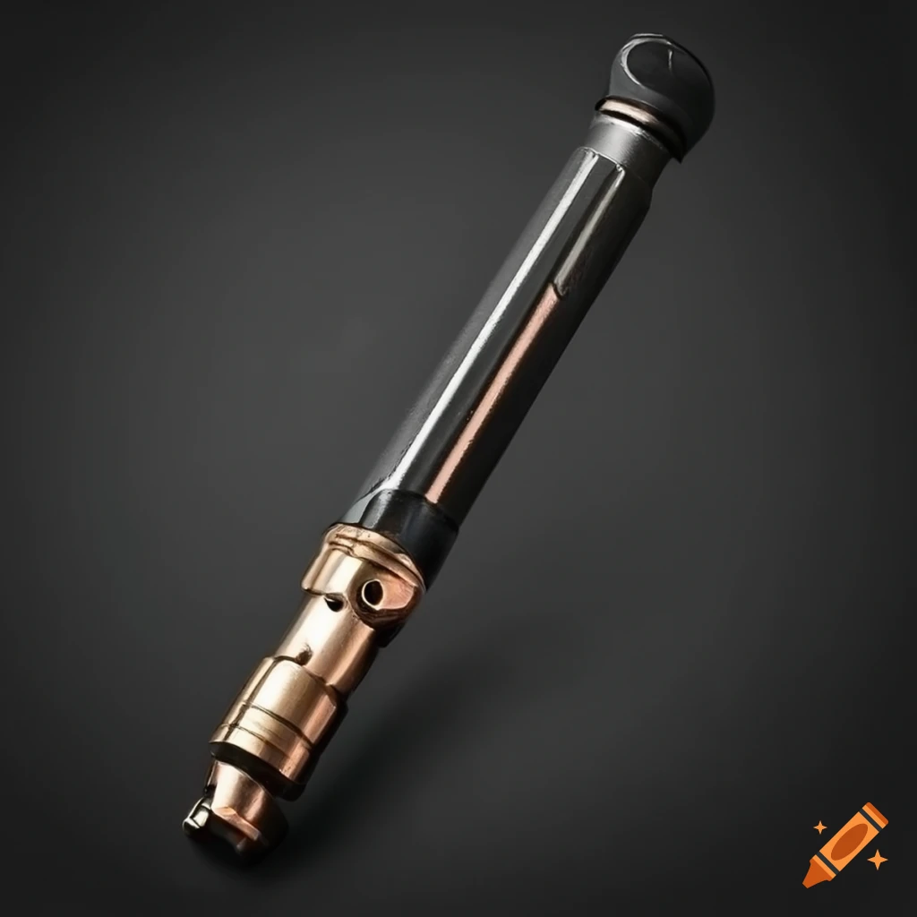 Detailed gunmetalblack lightsaber with bronze accents