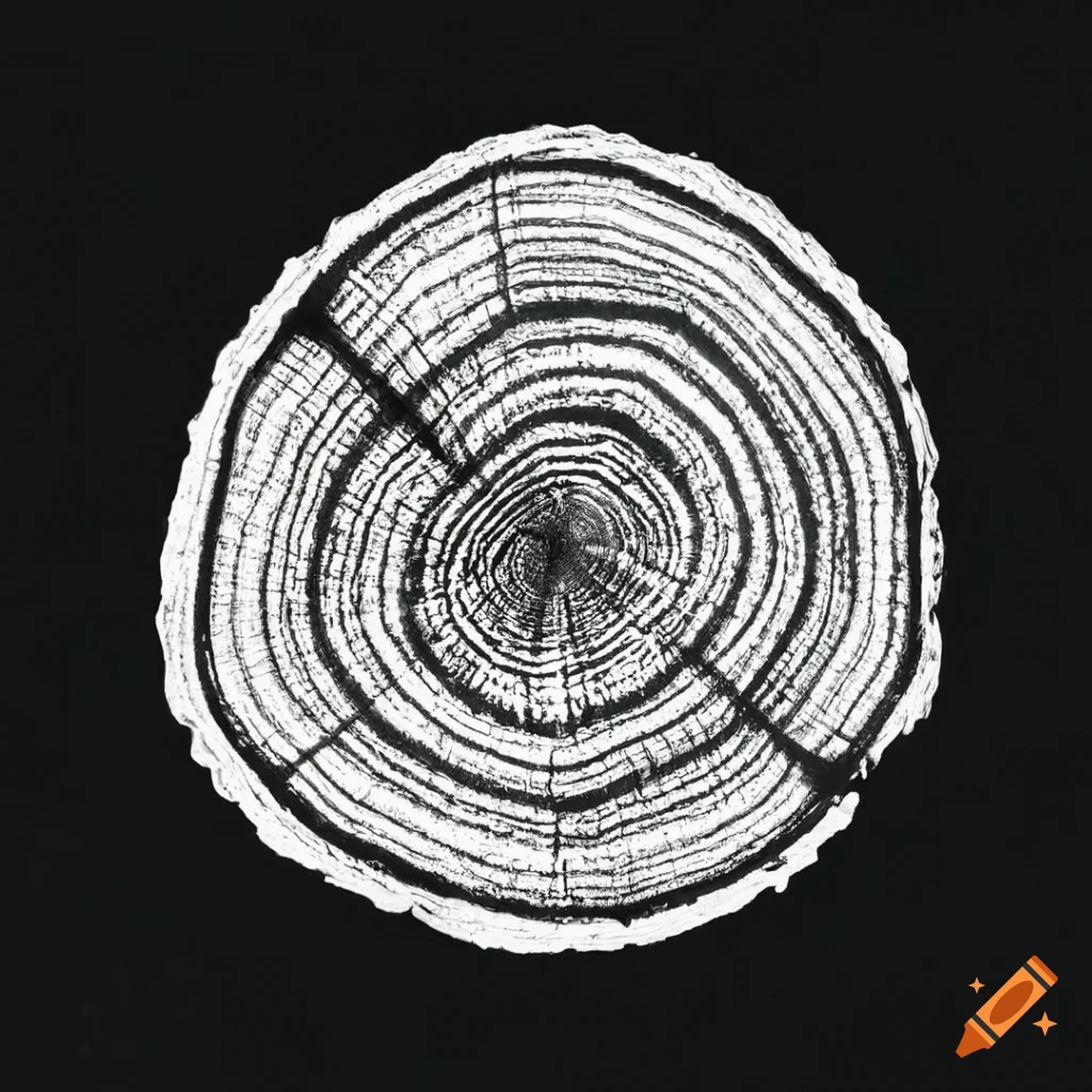 Close-up of detailed pine tree rings on Craiyon