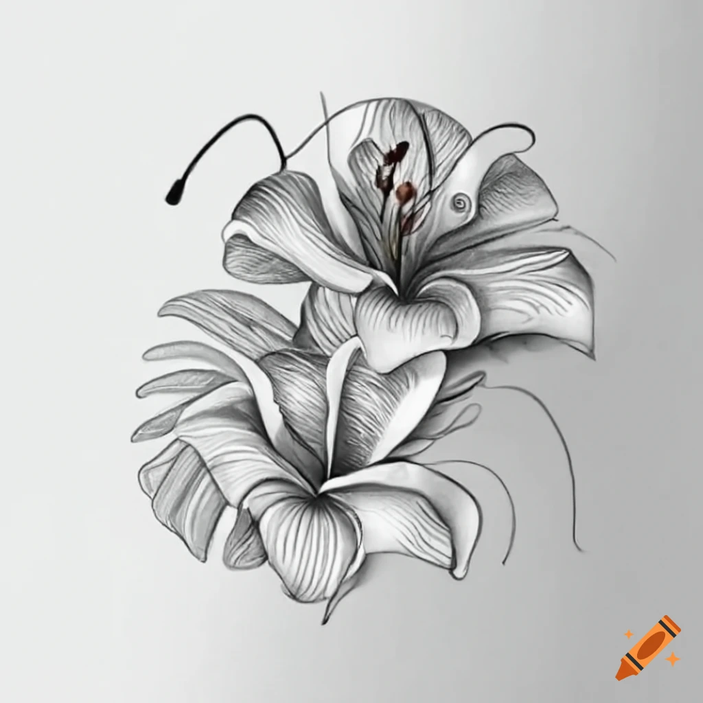 Hand-drawn Lily Sketch Clipart Beautiful Flower Clipart for Crafts, JPG,  Cut File for Circuit and Silhouette, Dpi 300 - Etsy