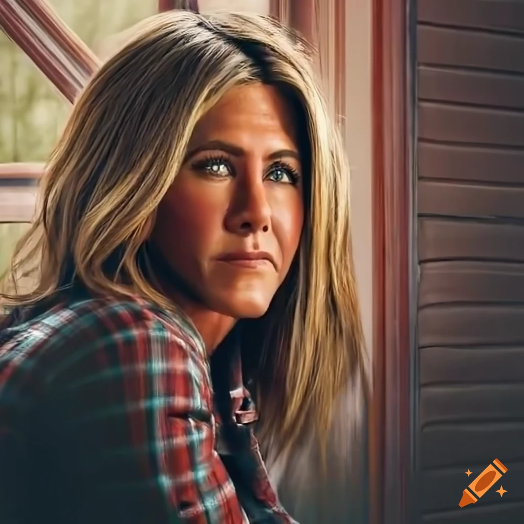 artistic representation of a young Jennifer Aniston with a relaxed pose