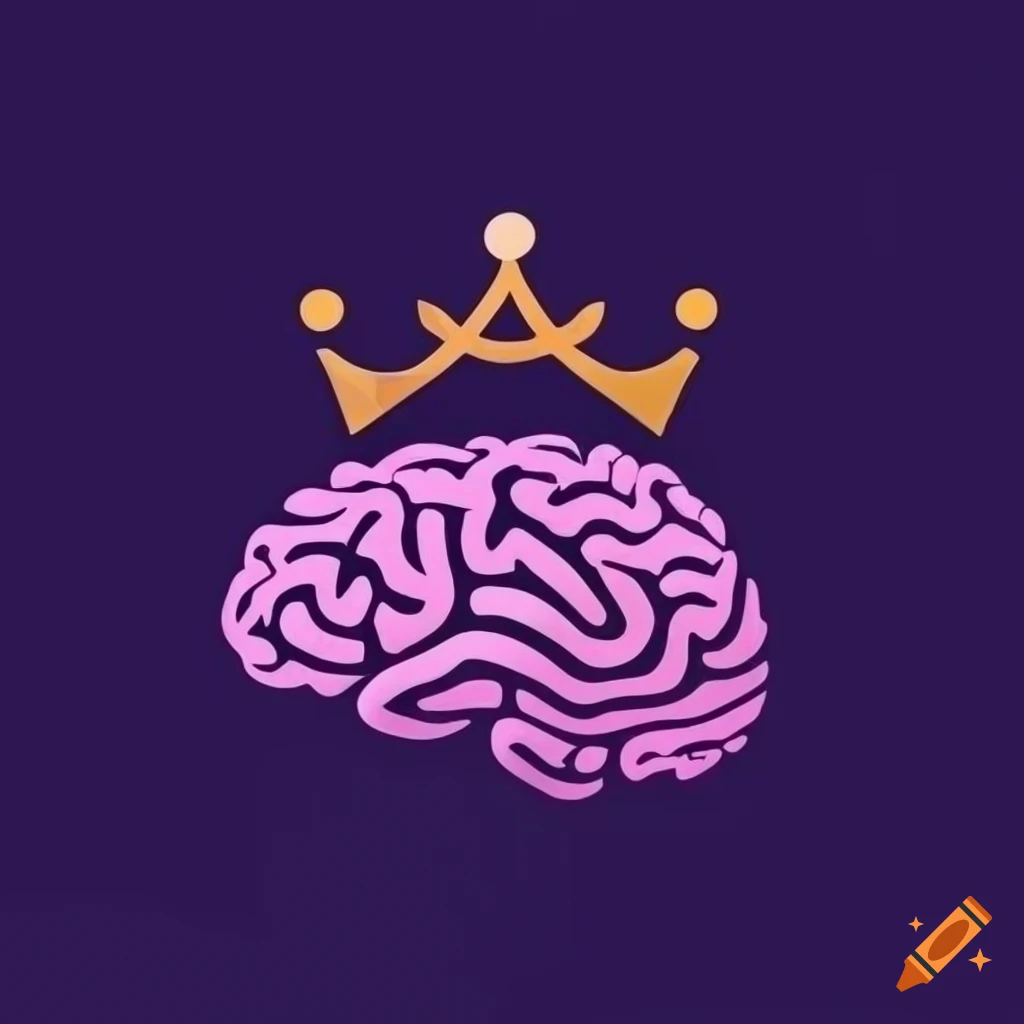 elegant logo design with a crown and brain