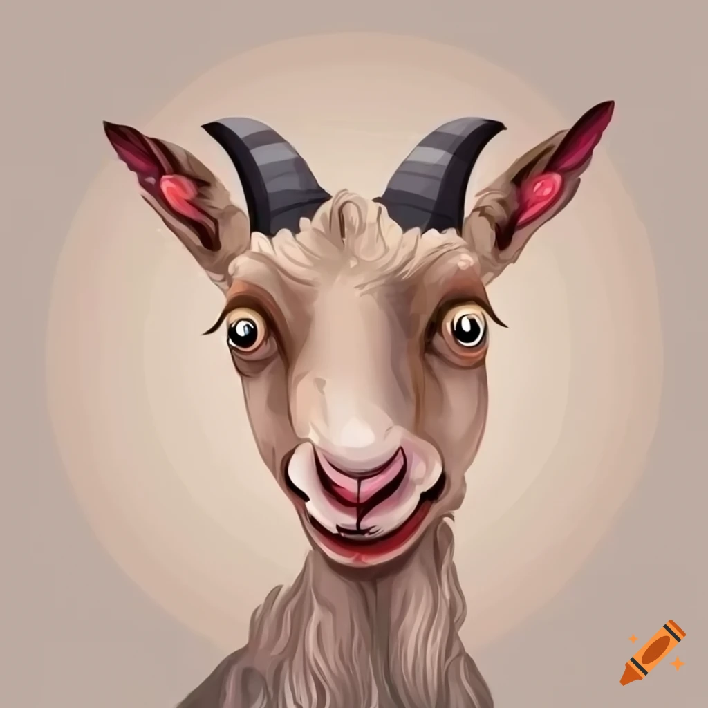 Cartoon goat with a cheesy smile