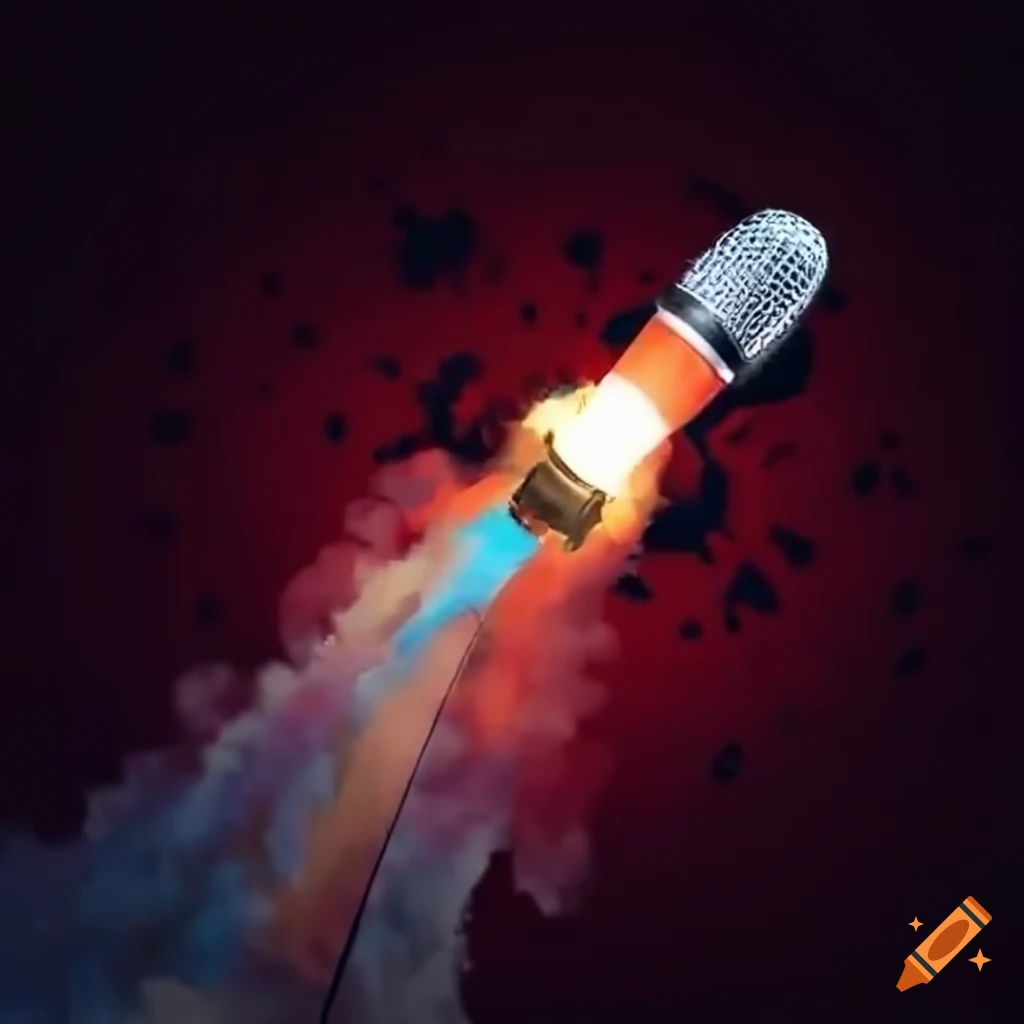 studio microphone soaring through the air