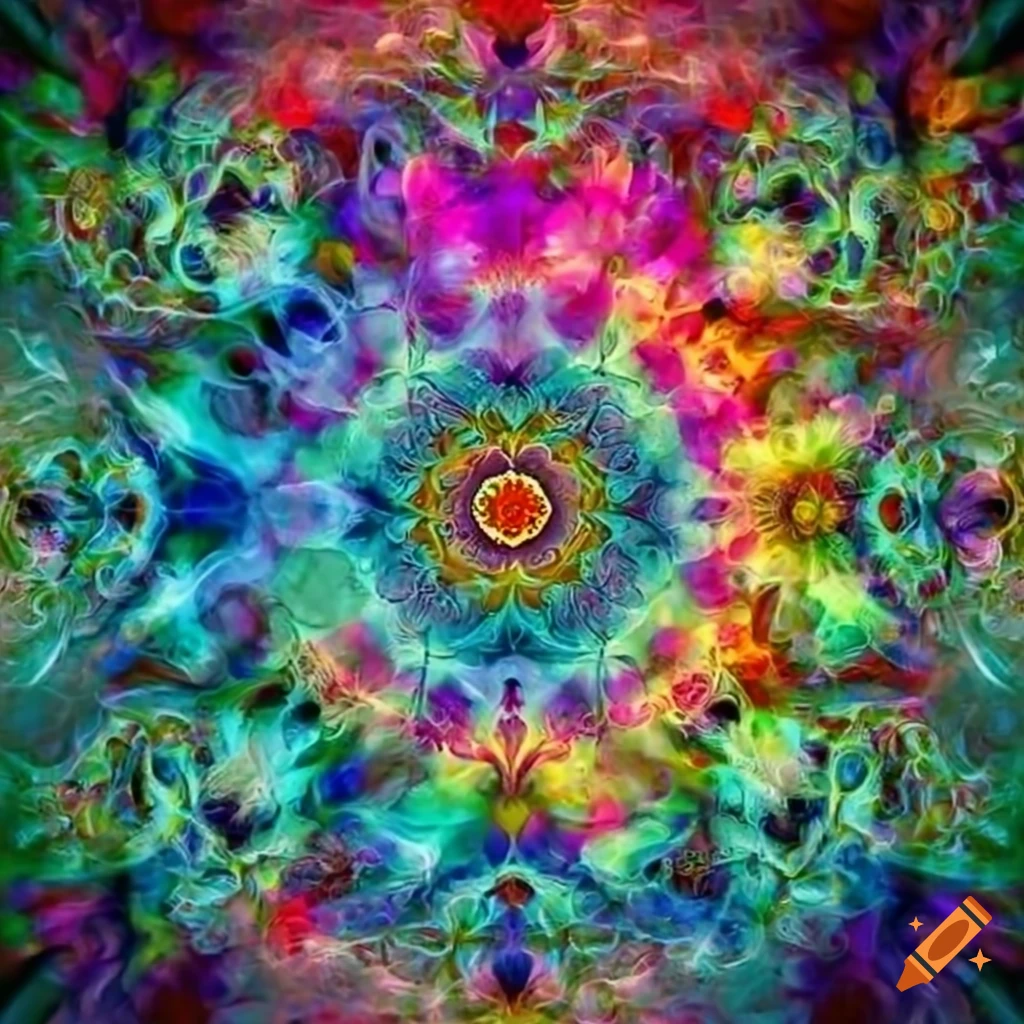 smoke mandala with psychedelic colors