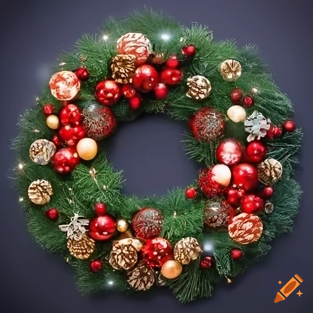 Christmas wreath on plain background