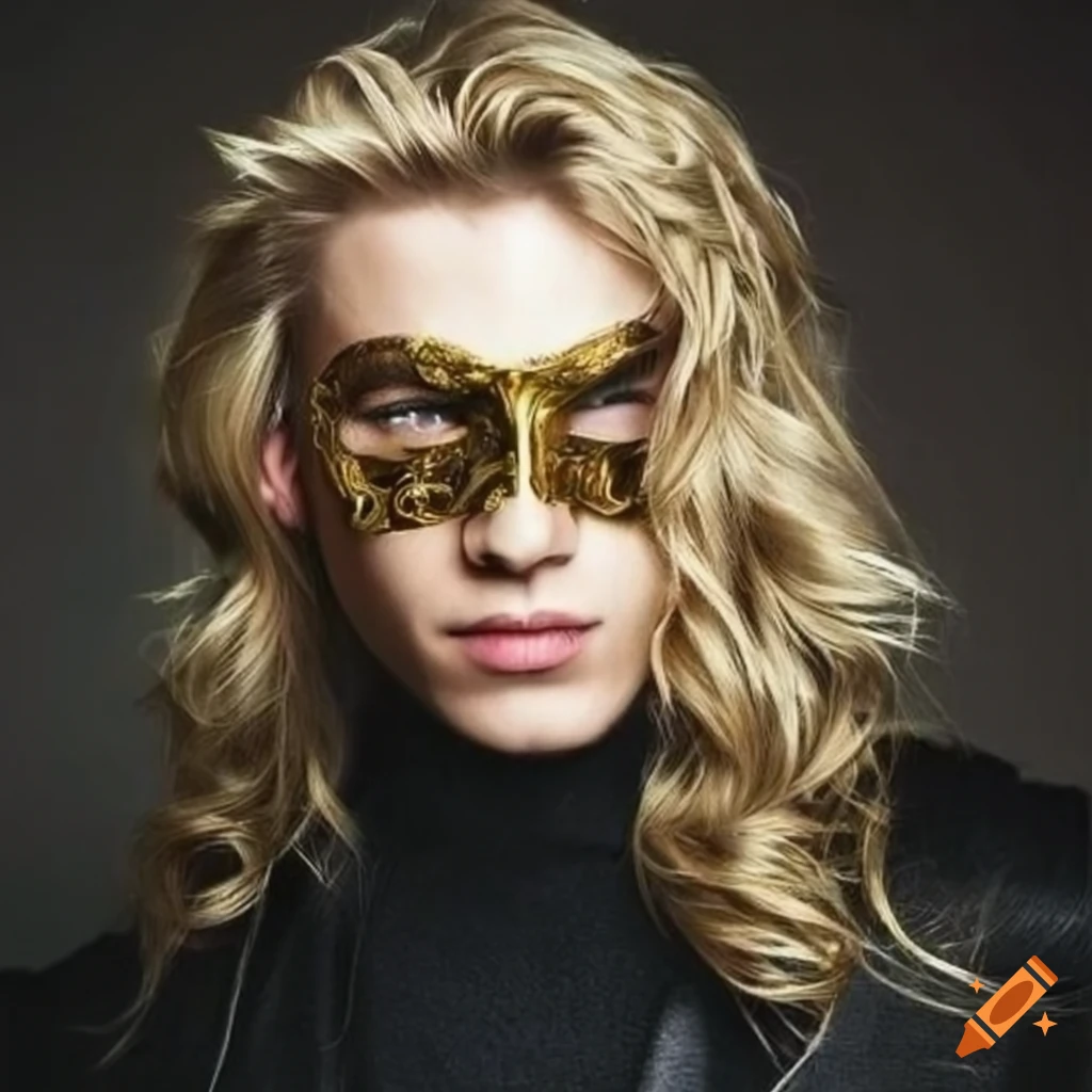 man wearing a golden masquerade mask