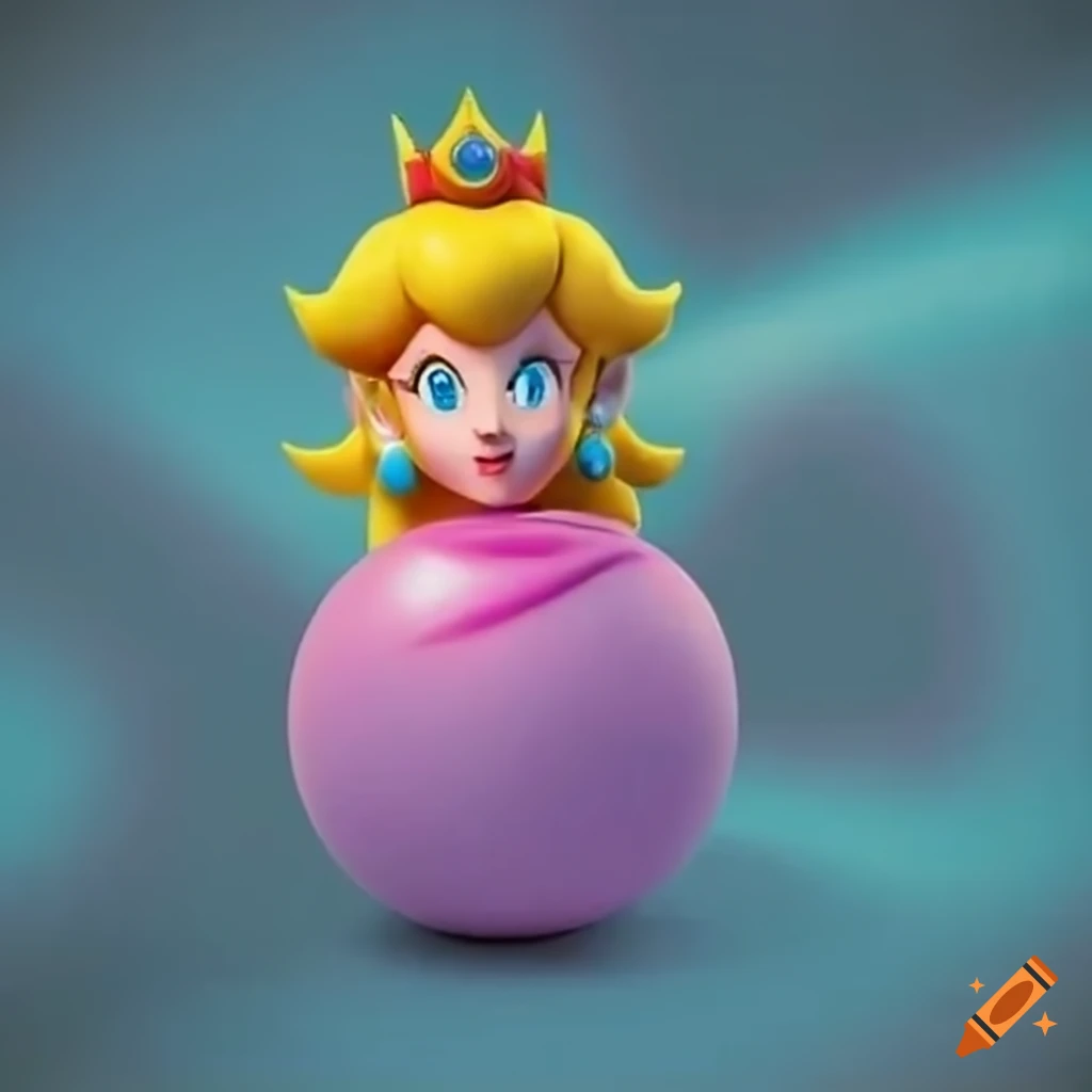 Princess peach trapped in a giant rubber ball on Craiyon