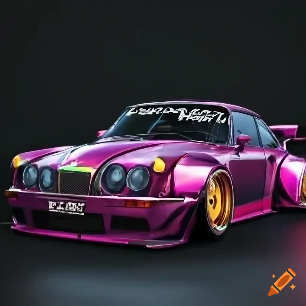 Render of a modified vintage bentley gtr in rainbow chrome on Craiyon