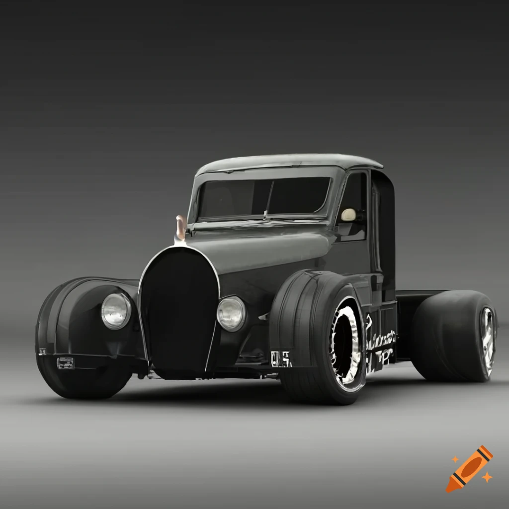 white custom truck with lowered suspension and chrome wheels on Craiyon