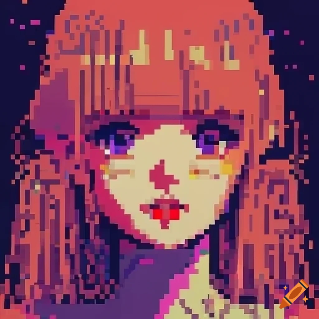 pixel art of a girl on a crescent moon with a juice box on Craiyon