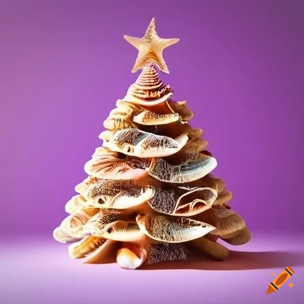 Christmas tree made of sea shells