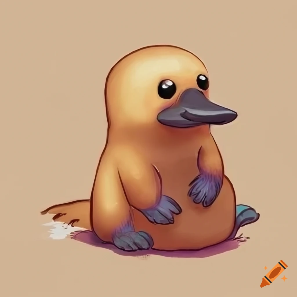 cute pastel drawing of a platypus